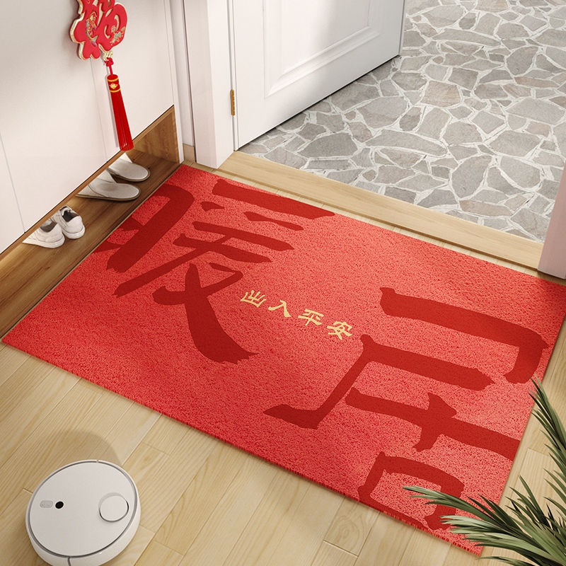 紅地毯玄關地墊出入平安方型絲圈腳墊耐磨除塵吸塵機洗簡約現代