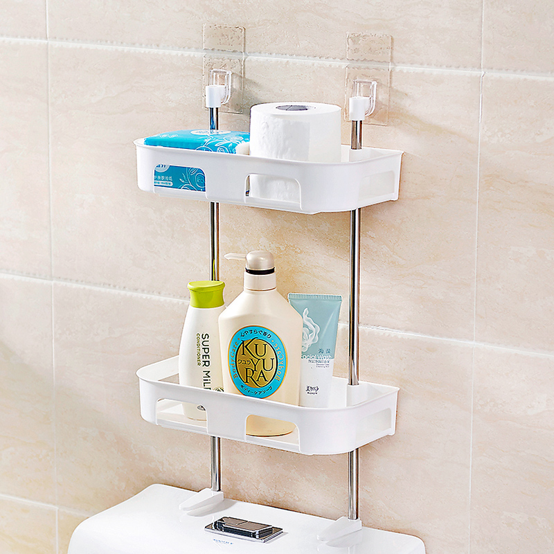 免打孔吸壁式廁所馬桶塑料洗手間 置物架 塑料材質 日式風格