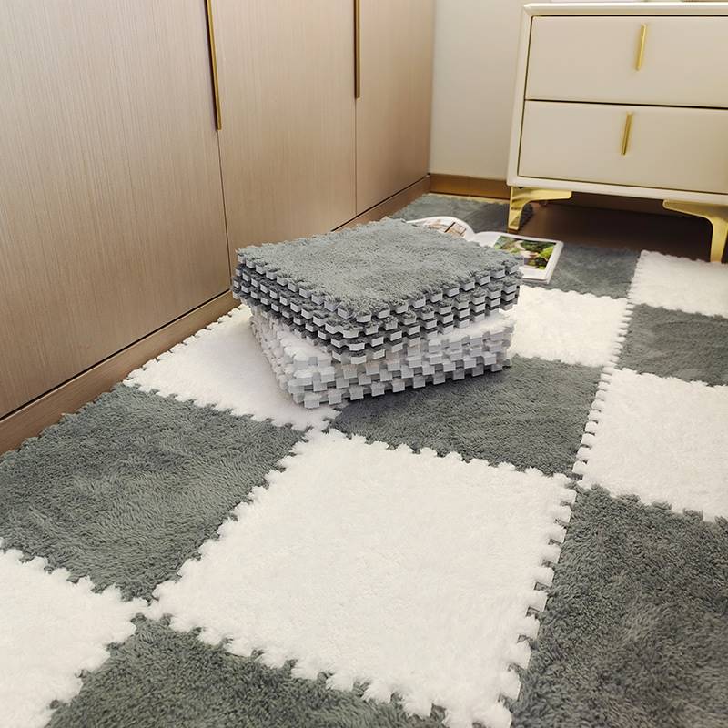 溫馨毛絨地毯拼接方塊設計加厚舒適可裁剪適合各空間