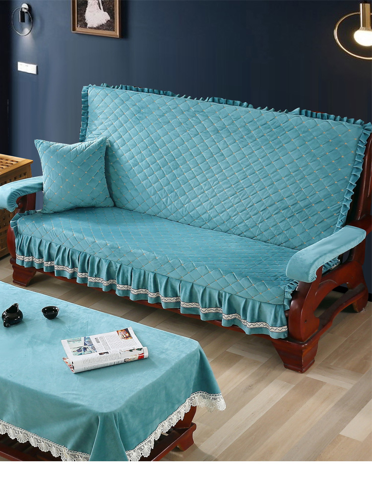 優美雅緻毛絨沙發墊 簡約現代風格老式三人木沙發墊