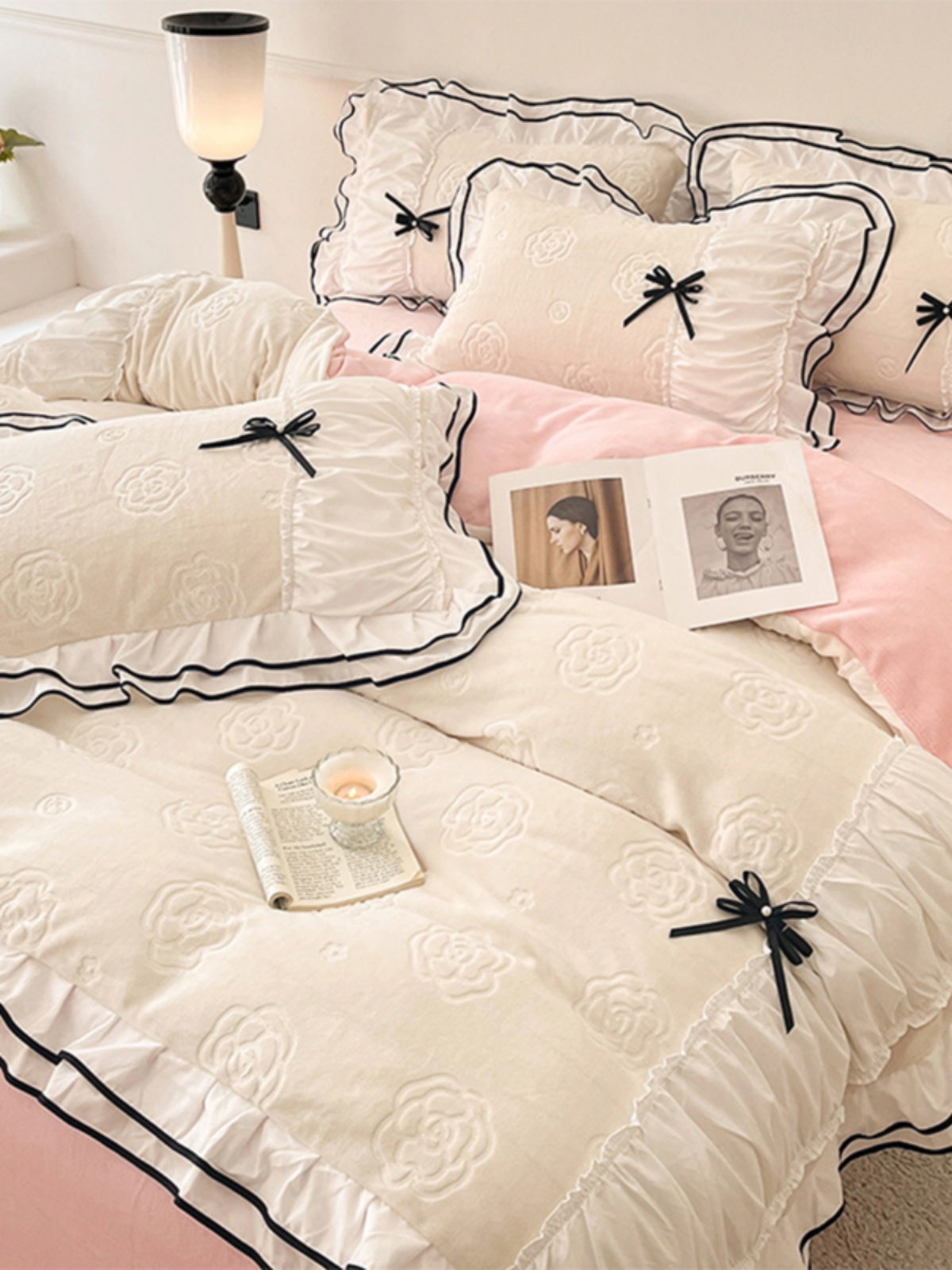 加厚加絨四件套秋冬珊瑚絨保暖被套床罩床單雙人法蘭絨床品
