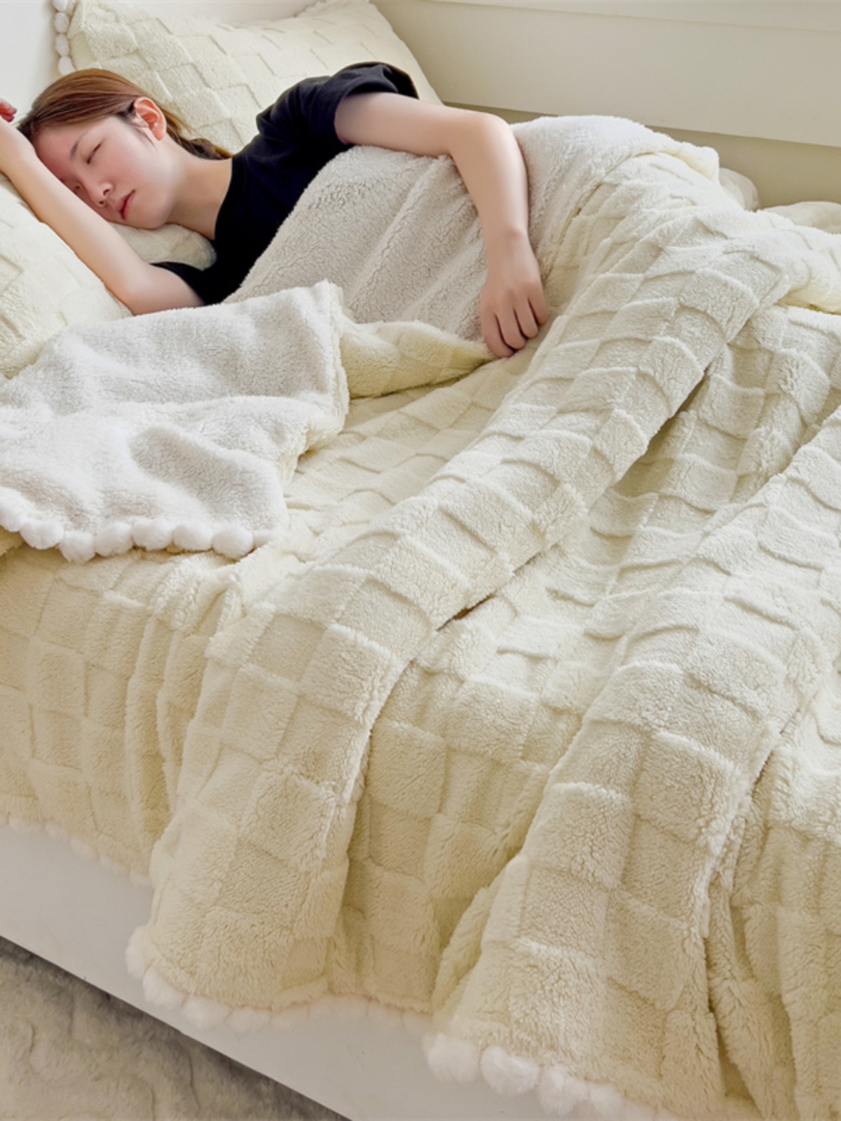 塔芙絨羊羔絨毛毯 法蘭絨沙發空調毯 立體剪花午睡毯