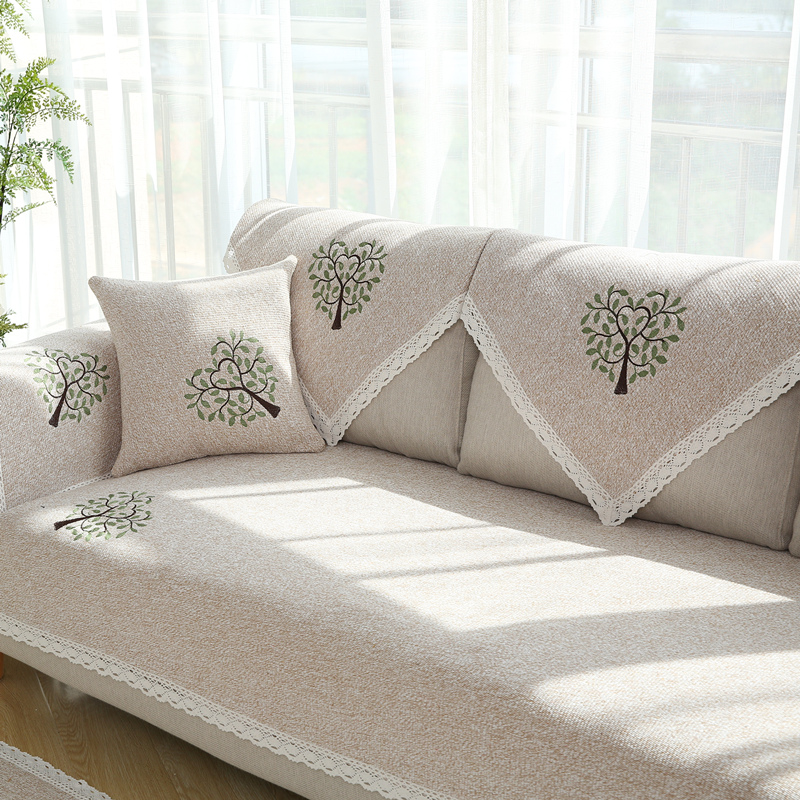 風格簡約通用棉麻沙發墊 客廳墊布式沙發墊