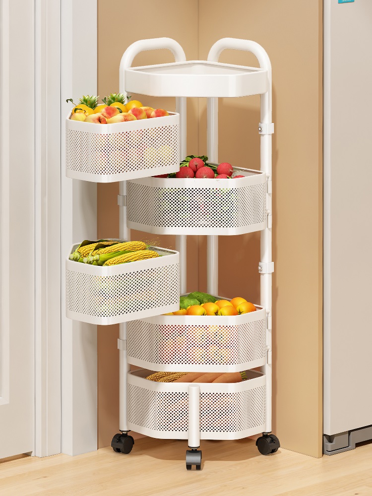 廚房轉角五層旋轉置物架層高可調置放蔬菜水果多層收納架 (7.9折)