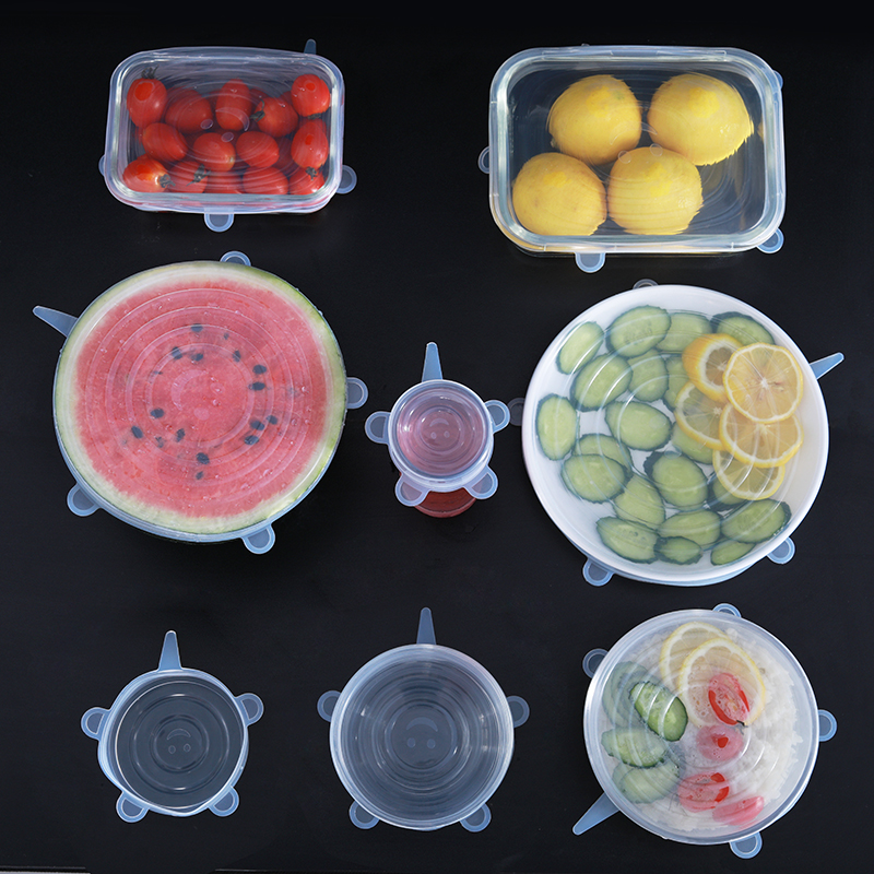 硅膠廚房保鮮蓋食品級圓形蓋杯碗蓋保鮮膜6件套透明器皿用品 (4.8折)