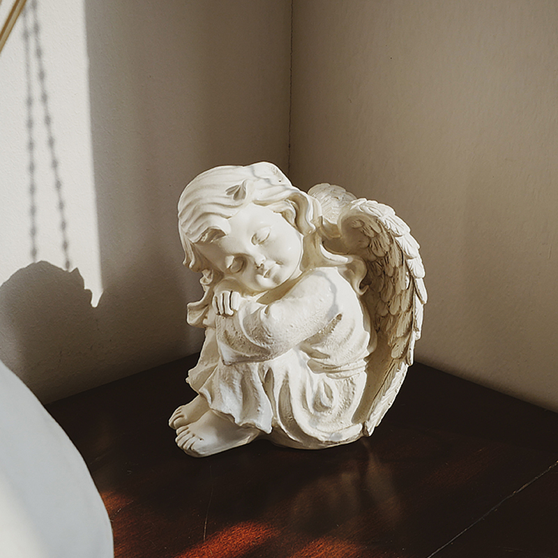 歐式復古雕塑小天使客廳擺件裝飾品 托腮沉睡丘比特雕像 (8.3折)