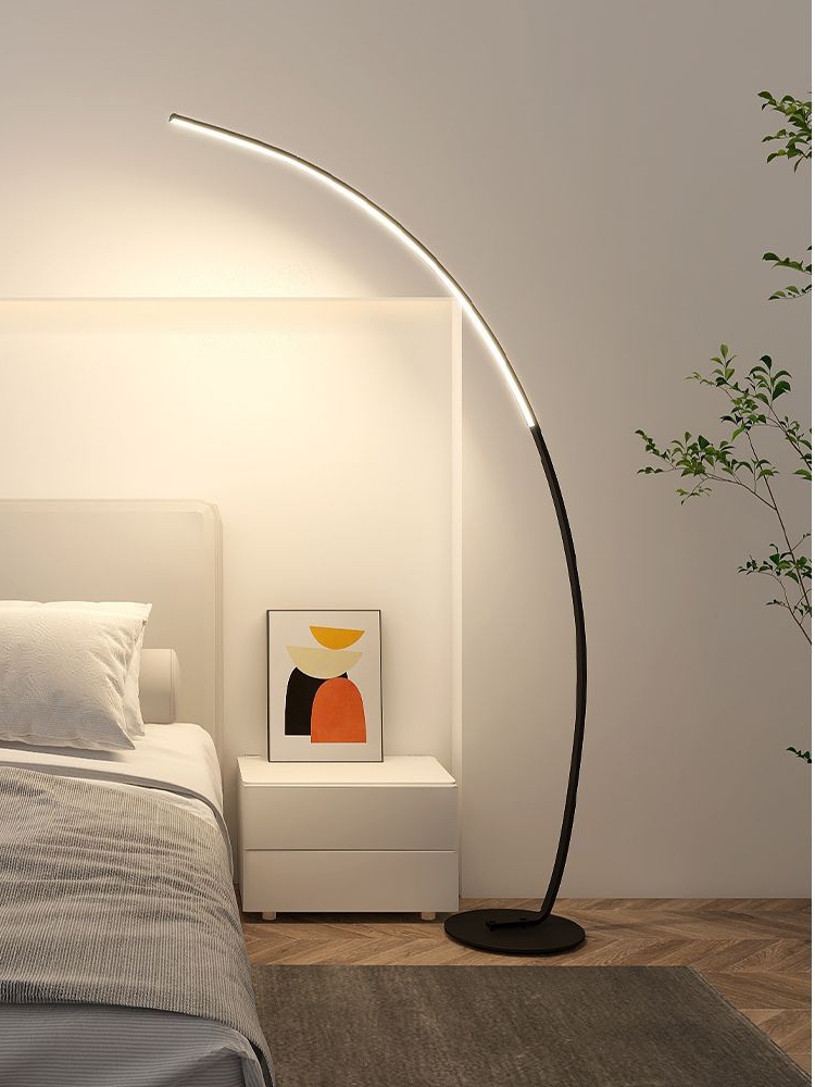 落地燈客厛弧形彎燈北歐設計師極簡led創意沙發臥室牀頭ins釣魚燈