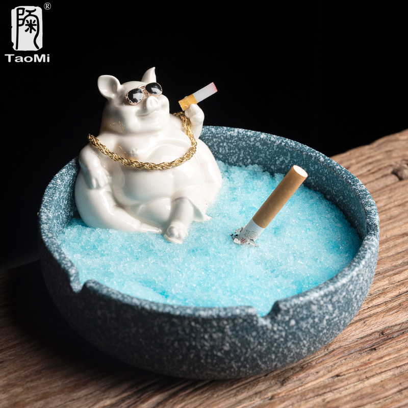 創意動物造型家用陶瓷大容量防飛灰菸灰缸