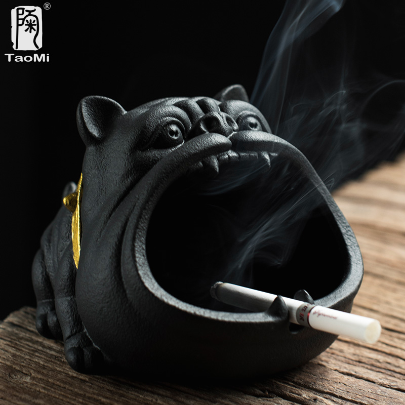 可愛卡通狗菸灰缸創意個性潮流車載防風防飛灰陶瓷大煙缸