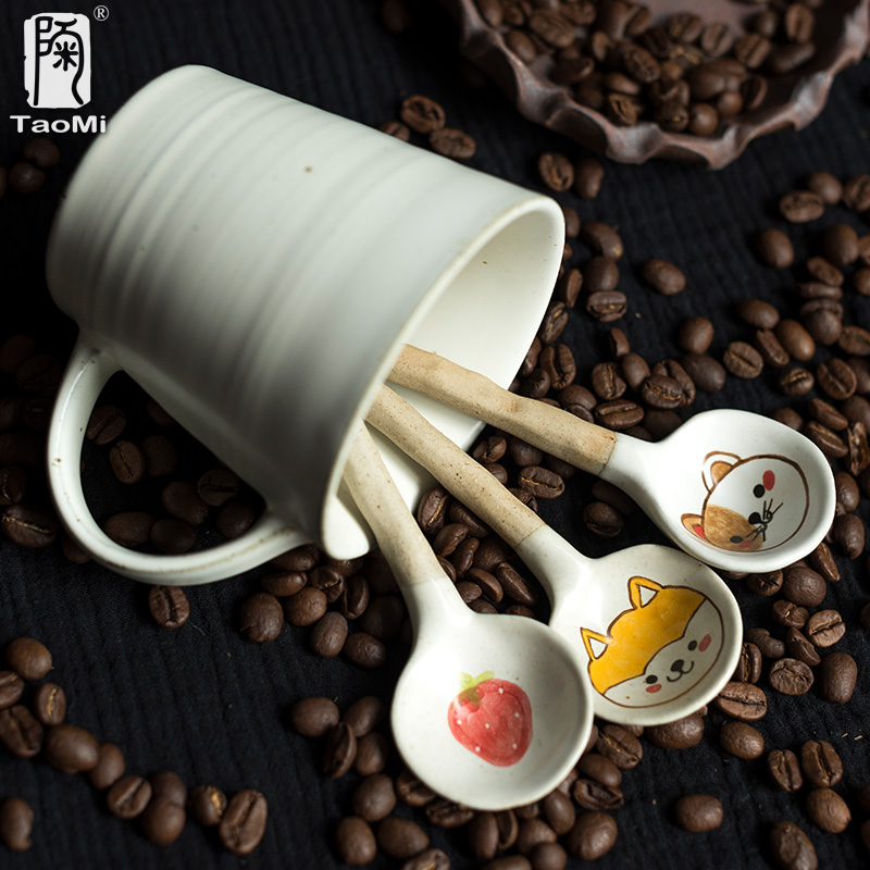 卡通造型陶瓷咖啡勺手繪創意動物造型可愛又實用
