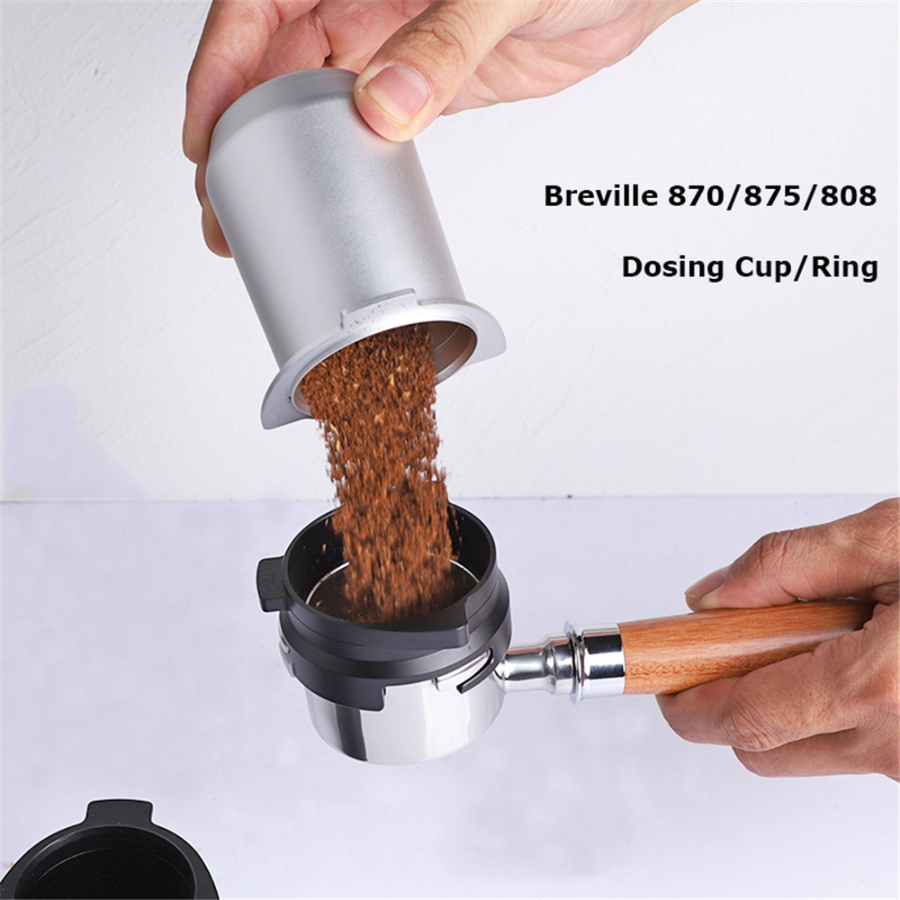鉑富breville咖啡機接粉杯防飛粉870sega875定量接粉杯銀黑手柄器磨豆機