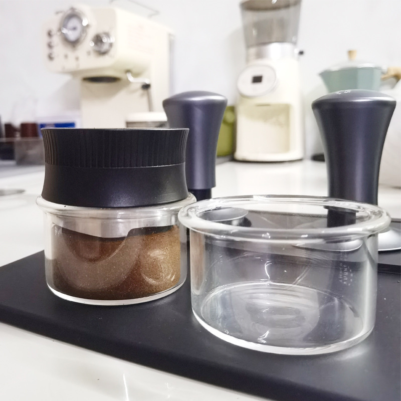 日式透明玻璃咖啡杯壓粉布粉觀測杯58mm秤稱豆量碗定量恆力