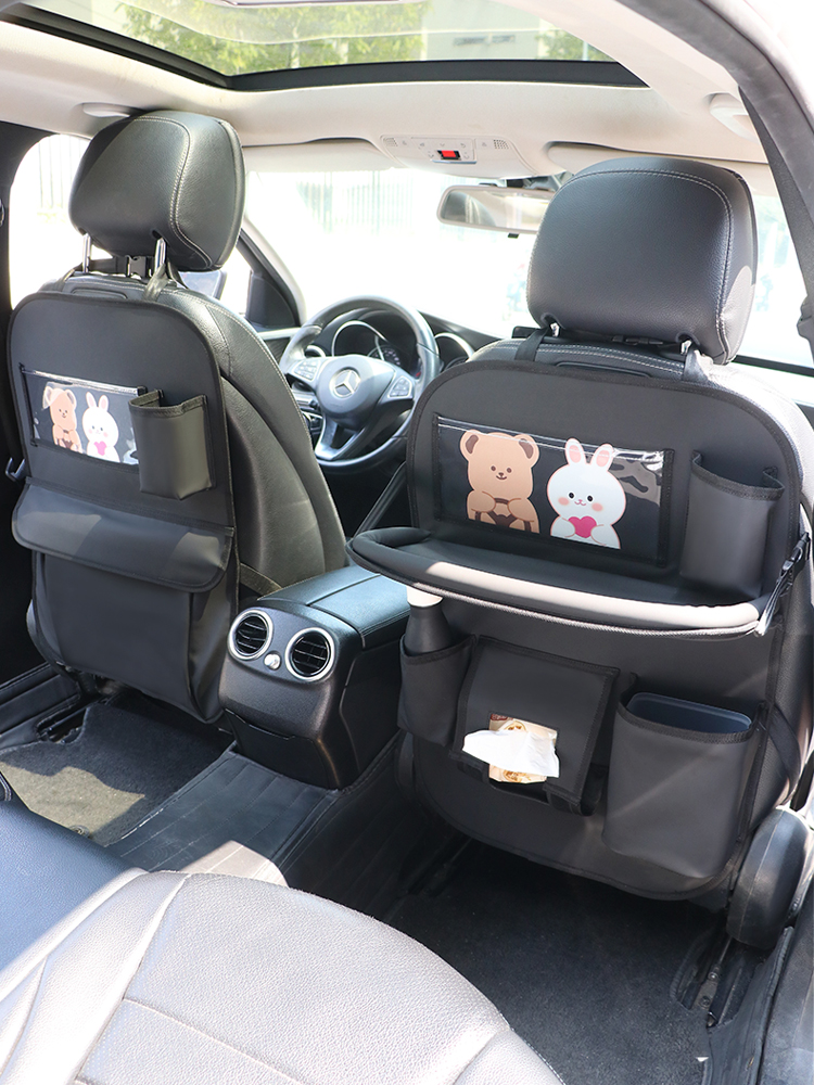 可愛卡通汽車收納袋 多功能椅背兒童摺疊餐桌儲物掛袋 車載車內實用裝飾用品 (3.8折)