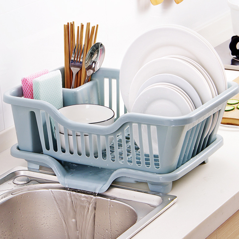 廚房碗筷收納盒帶蓋碗櫃瀝水架多功能碗碟置物架