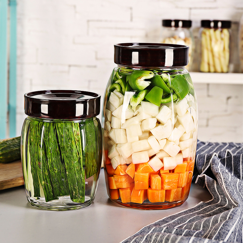 簡約密封罐玻璃瓶裝辣椒油泡菜醬食品儲物醃製罐子空瓶