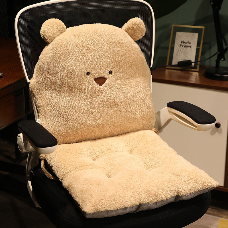 小熊造型連體坐墊靠墊一體久坐屁股不痠痛簡約現代辦公室學生宿舍椅子坐墊