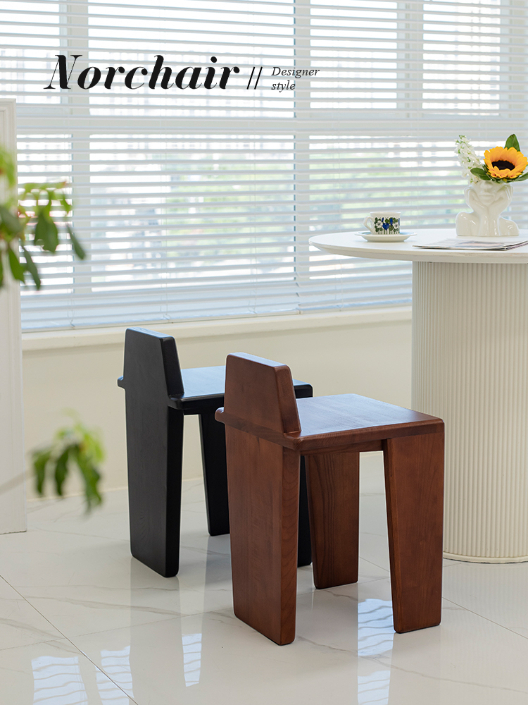 norchair侘寂風簡約餐椅北歐實木餐凳小戶型設計師餐椅