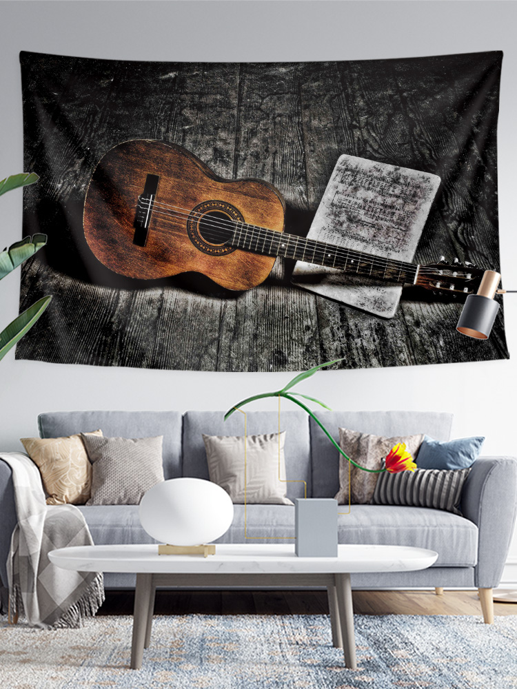 古典民謠電吉他壁毯音樂樂器寫真海報裝飾背景布掛布掛毯