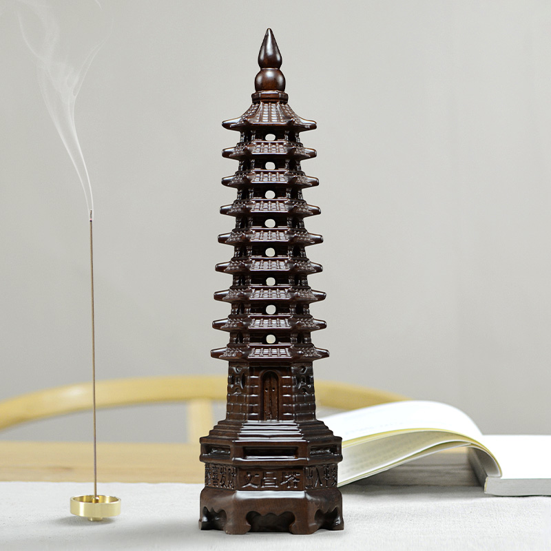 氣勢威嚴黑檀木雕刻13層文昌塔擺放於書桌辦公室展現您的品味和智慧