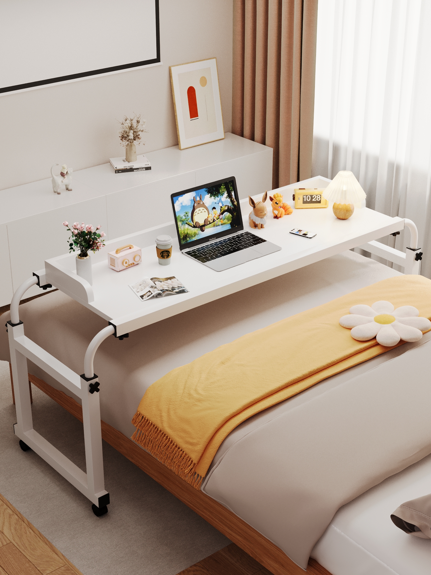 跨床桌可移動書桌電腦桌家用床上桌懶人升降臥室床邊小桌子床尾桌