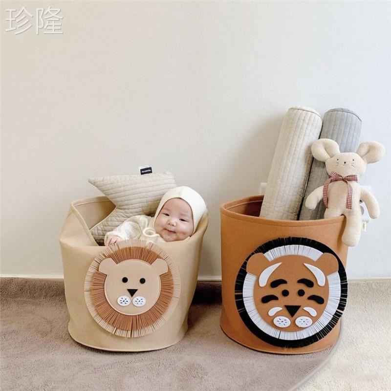 兒童北歐風厚毛氈收納籃雜物箱嬰兒寶寶動物造型寵物髒衣籃