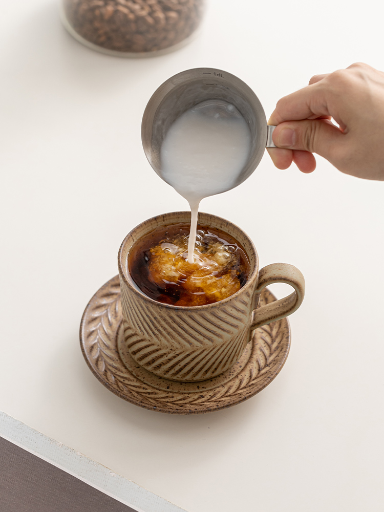 日式復古粗陶精緻咖啡杯碟套裝簡約大方品味生活