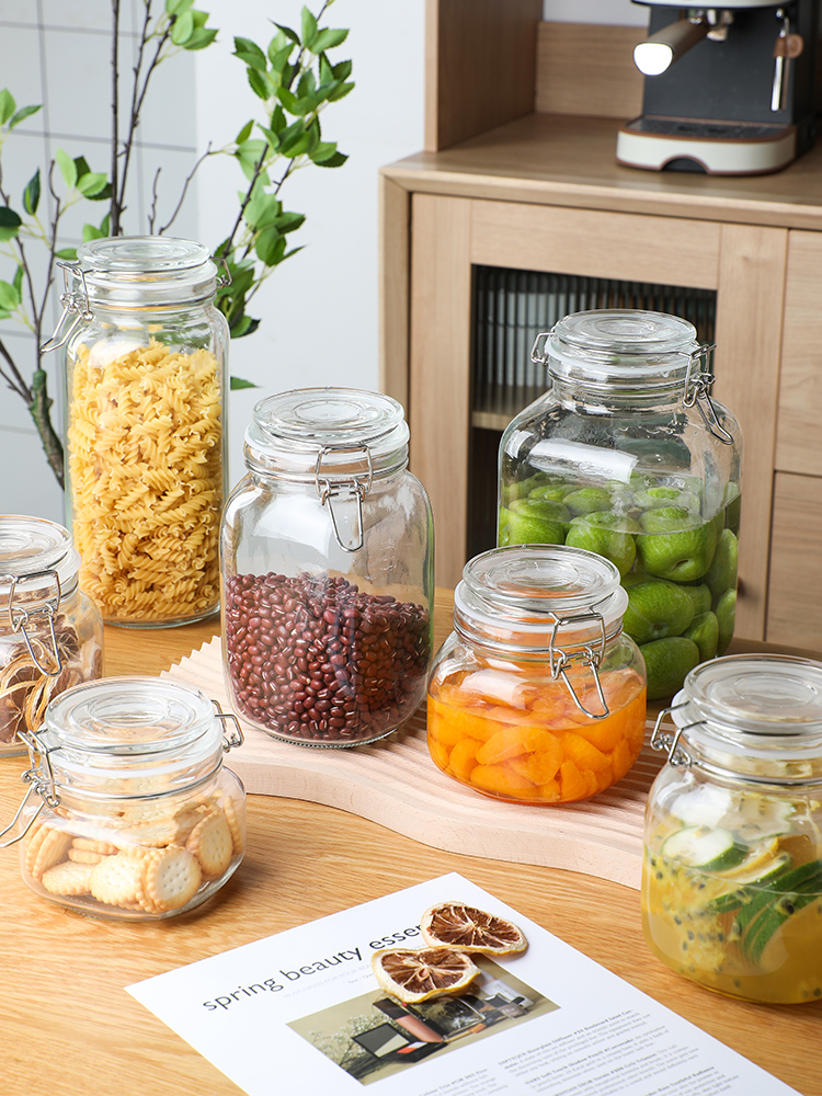 北歐風密封罐玻璃罐食品級儲物罐泡菜罈子家用大容量蜂蜜罐
