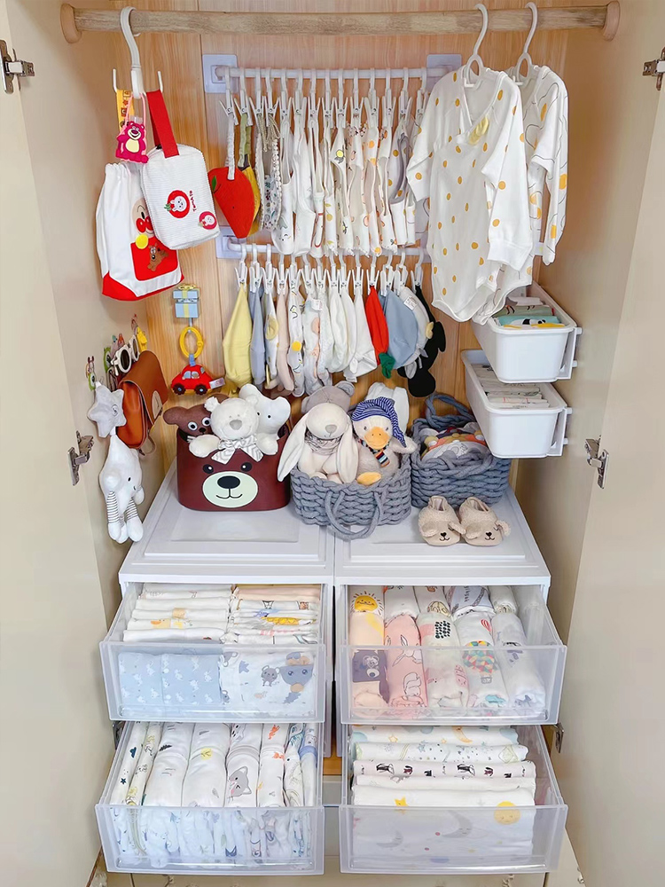寶寶衣櫃收納神器嬰兒衣架兒童帽子口水巾襪子掛鉤免打孔晾衣架子