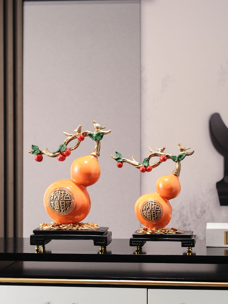 創意純手工陶瓷葫蘆擺件新中式裝飾擺件客廳電視櫃裝飾品日常送禮 (4.5折)