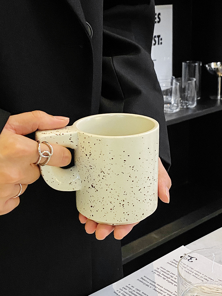 北歐復古噴點陶瓷馬克杯 簡約大容量咖啡情侶對杯 辦公室家用