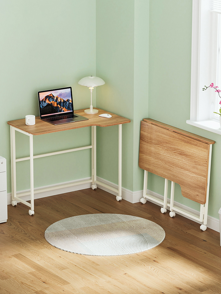 簡約多功能摺疊電腦桌 移動款固定款 白色柚木色胡桃色 80cm100cm 可選購書桌椅套裝