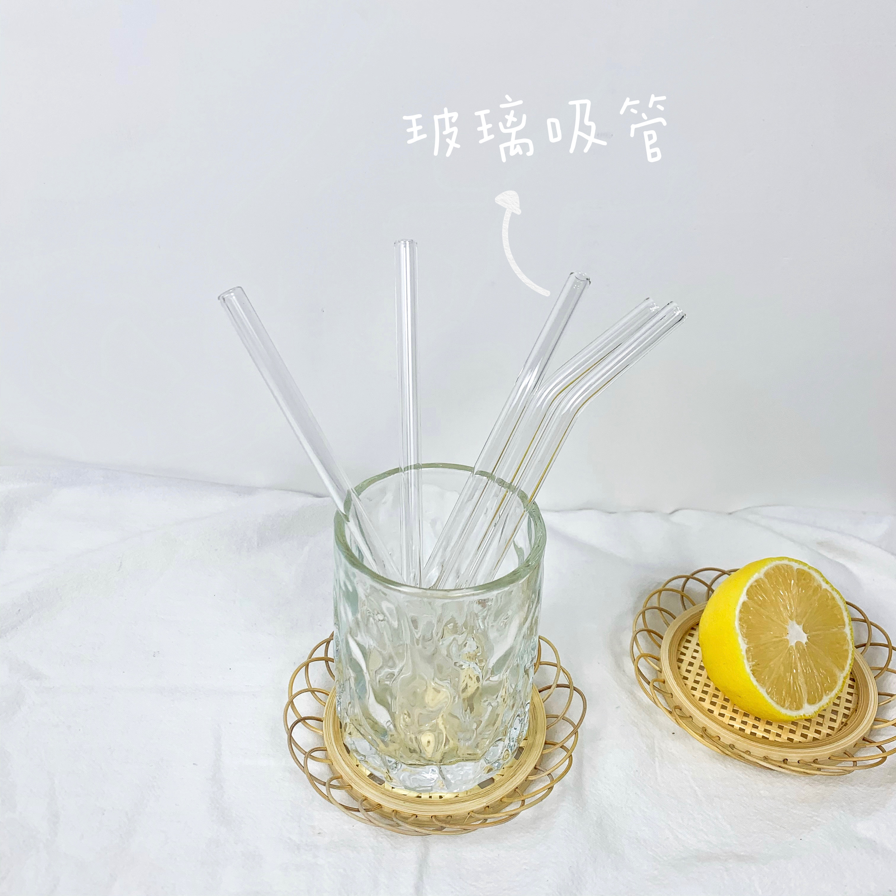 韓國ins風高硼矽透明玻璃吸琯 耐高溫攪拌棒 果汁牛嬭吸琯吸琯刷