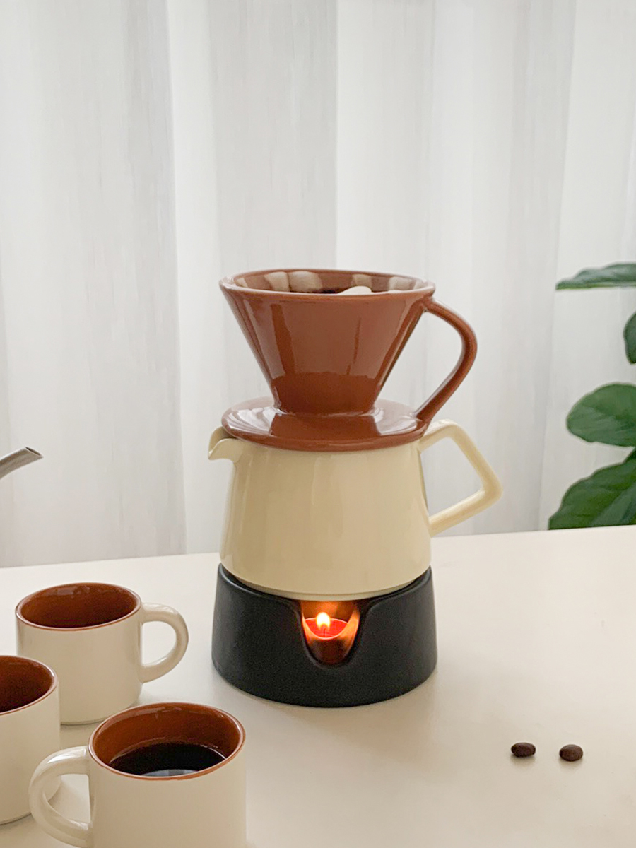 北歐風手衝咖啡壺陶瓷蠟燭座手沖咖啡壺分享壺過濾器