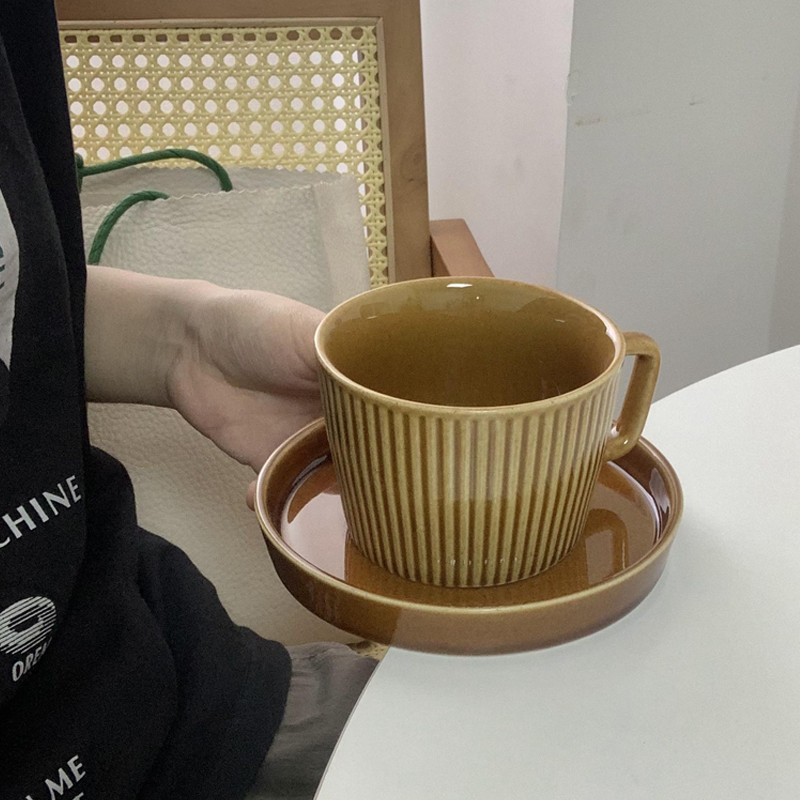 ins風陶瓷馬克杯 情侶高顏值帶把 燕麥咖啡杯子 送櫻花勺