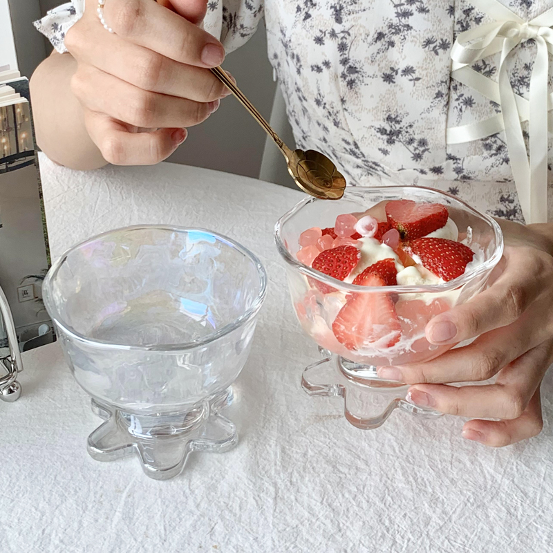ins風水果雪糕甜品杯 夏季創意玻璃杯子 送玫瑰勺