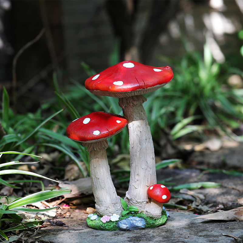 田園風樹脂蘑菇擺件 裝飾花園戶外庭院陽臺佈置造景
