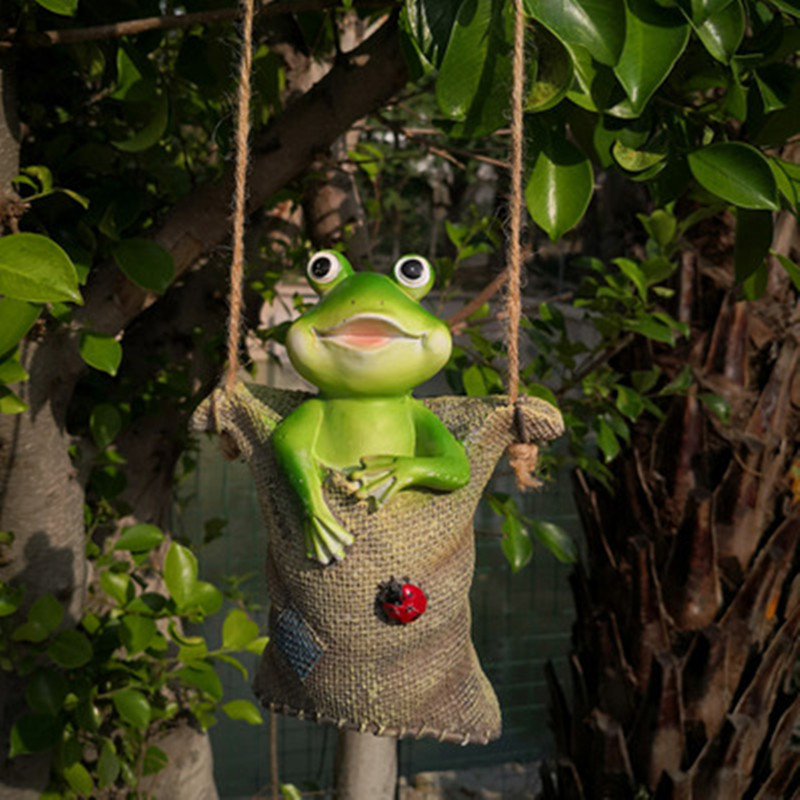 北歐風庭院動物擺件 樹脂工藝青蛙吊飾 裝飾擺設 (8.3折)