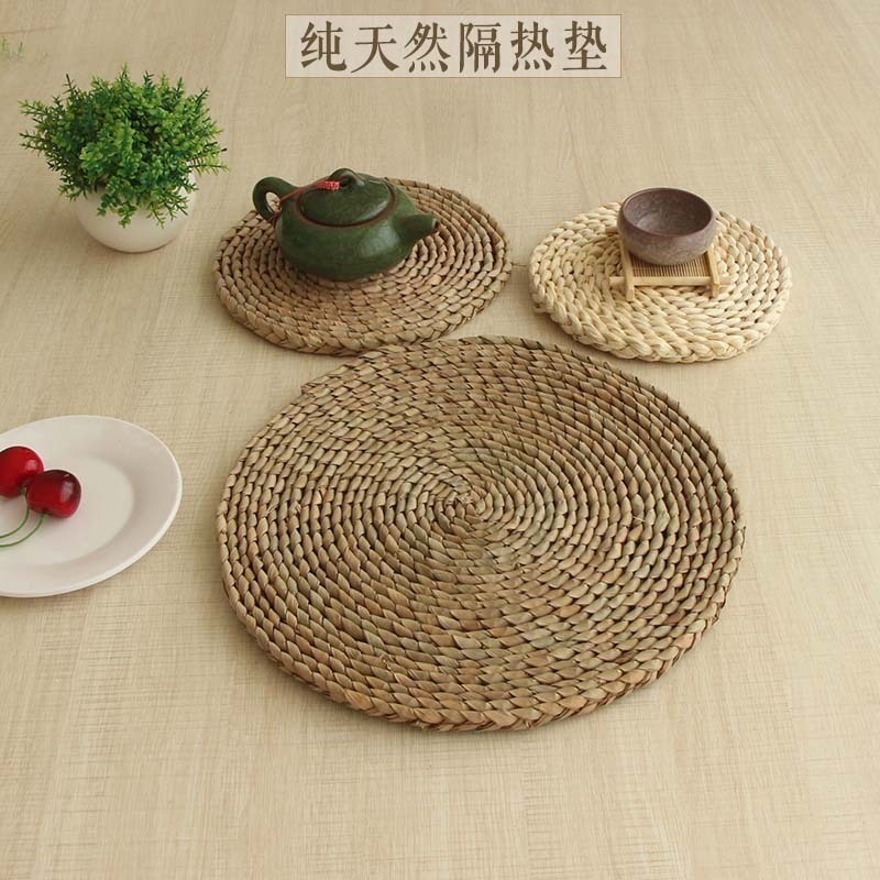 手工編織日式餐墊防燙隔熱天然木質圓形設計多種尺寸適用於茶几餐桌廚房 (5.9折)