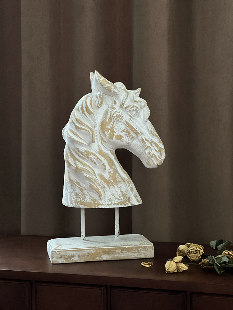 北歐極簡風動物擺件 復古馬頭裝飾品 客廳桌面擺放