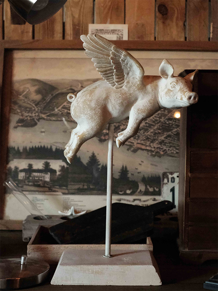 美式風格小豬創意藝術雕塑擺件讓客廳更具時尚美感