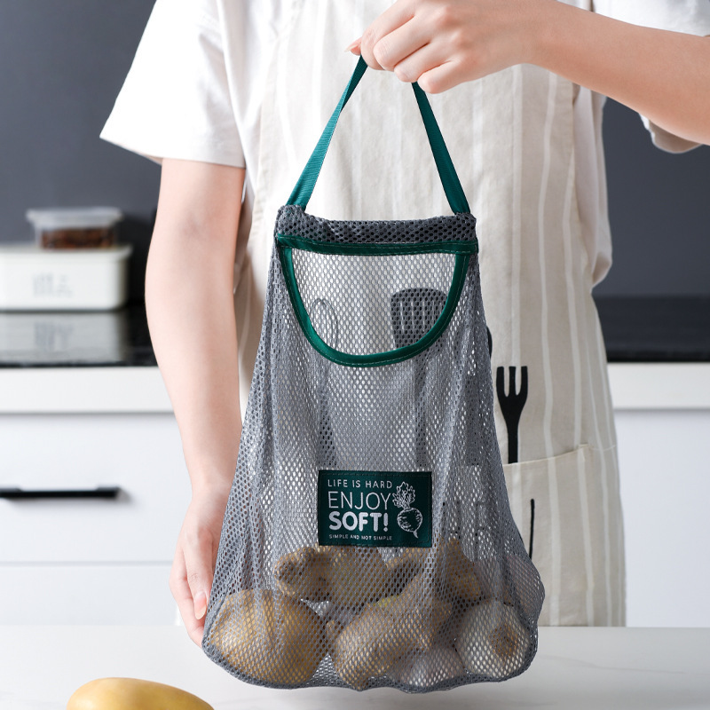 果蔬收納手拎袋姜蒜洋蔥瀝水保鮮大號廚房掛袋日式風格