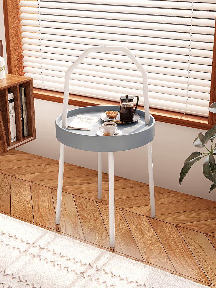 簡約現代奶油風邊桌可手提移動的床頭櫃小茶几適用於客廳臥室