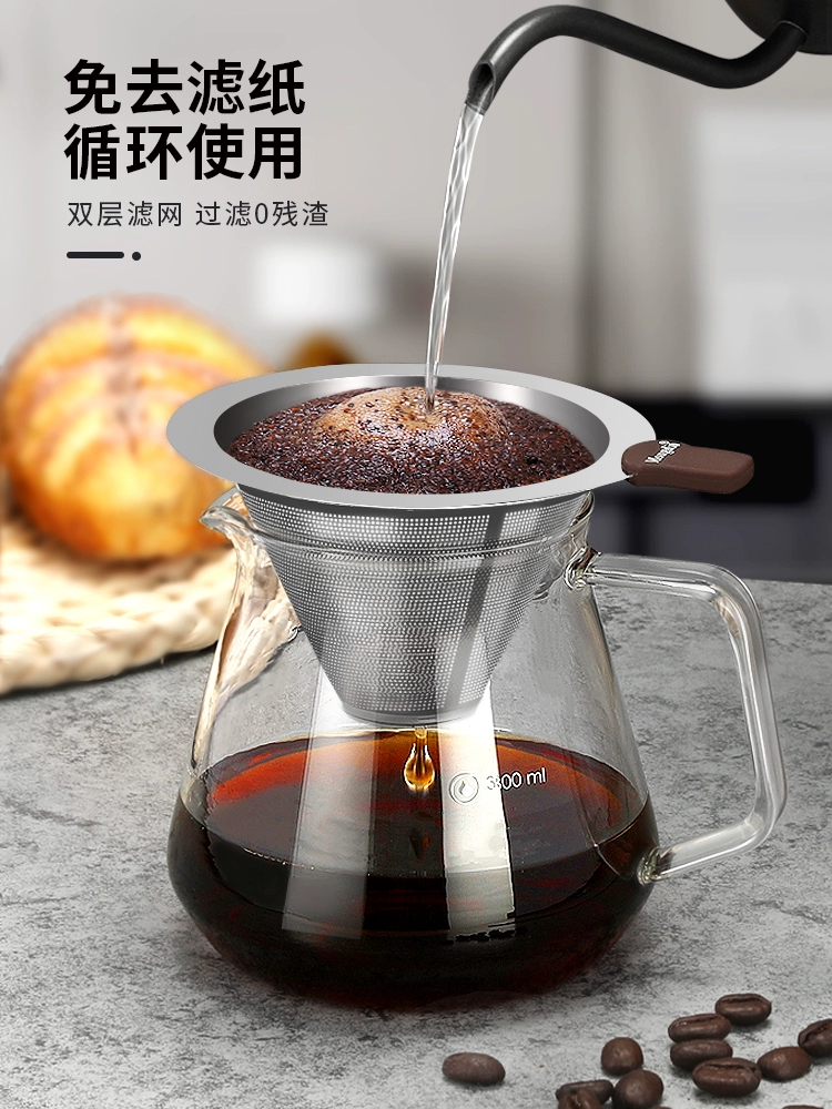 美式風格不鏽鋼咖啡過濾器免濾紙咖啡濾杯超細加密咖啡壺