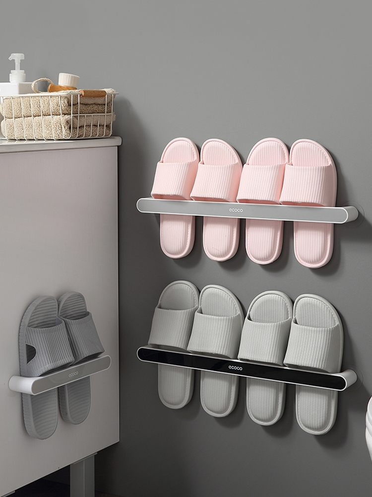 免打孔置物架掛牆式浴室拖鞋架塑料中式風格