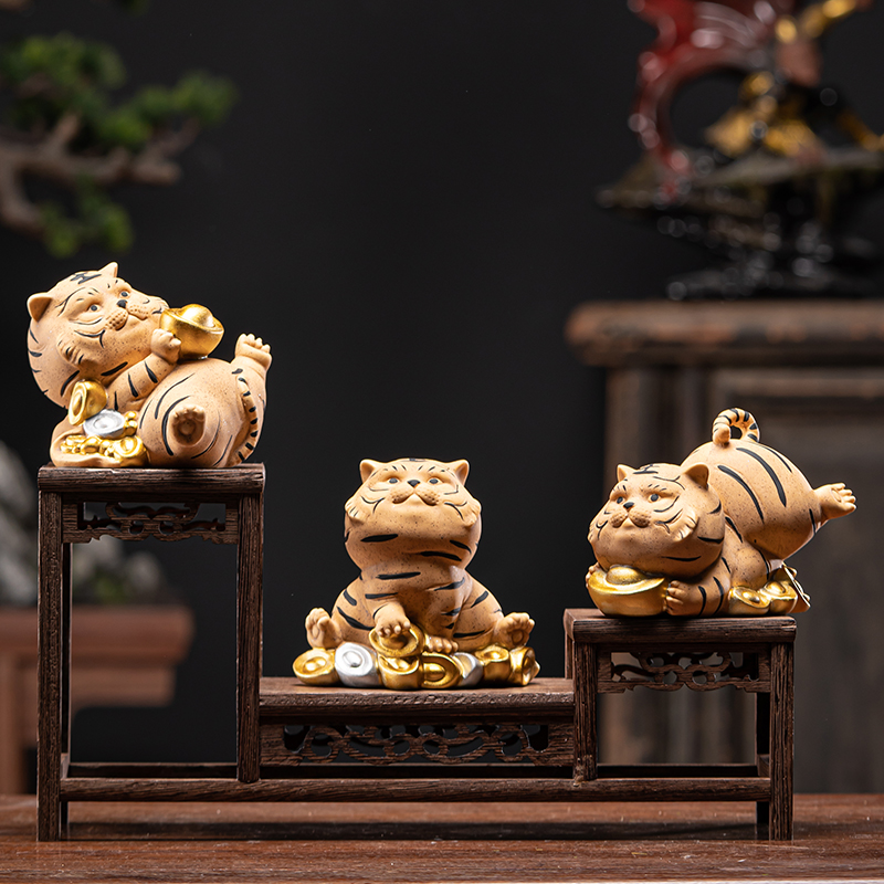 新中式陶瓷虎擺件 福虎生財小老虎裝飾 桌面擺件客廳玄關裝飾 (8.3折)