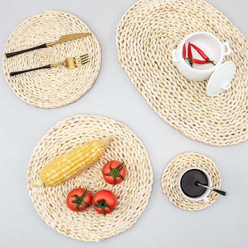 日式原木漿紙隔熱墊手工藤編餐墊耐熱防燙餐廳風格裝飾
