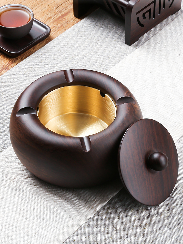 黑檀木銅製菸灰缸中式風格簡約客廳家用個性創意潮流
