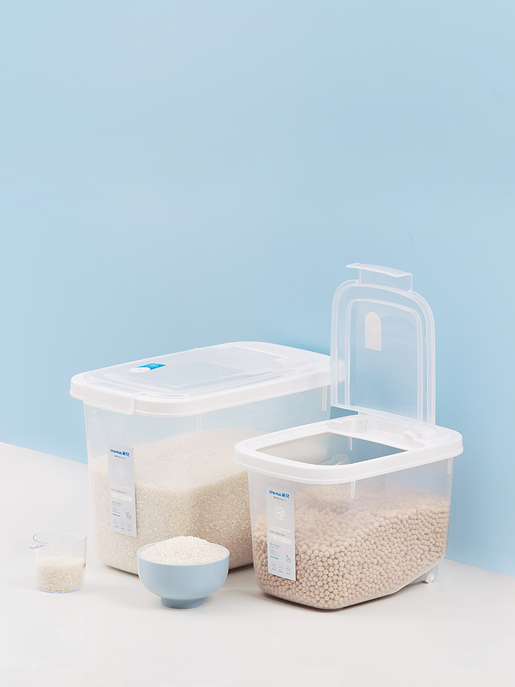 茶花抗菌翻蓋米桶防潮防蟲精心設計中式風格塑料材質容量45l滿足日常所需