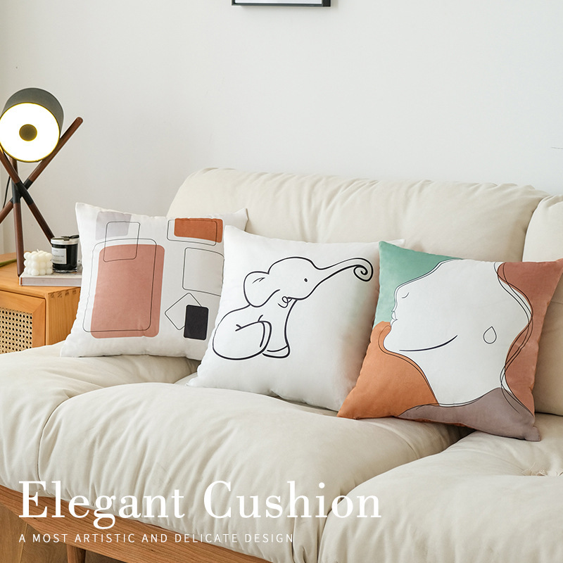 簡約現代風格天鵝絨棋盤圖案抱枕客廳午睡靠墊多種顏色和尺寸可選