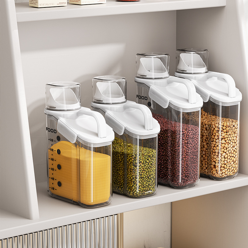 中式風格五穀雜糧收納盒密封罐食品級塑料廚房儲物罐裝米桶防蟲防潮雜糧罐